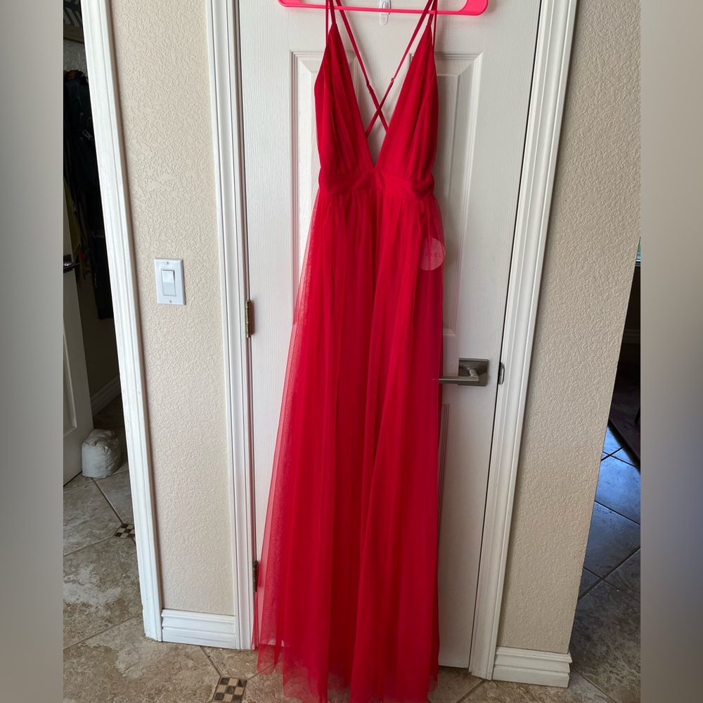 Lulu's Vibrant Red Crisscross Maxi Dress